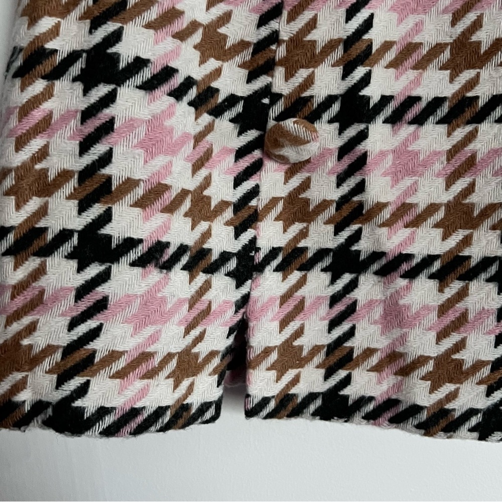 Forever 21 Pink White Tan Black Tweed Houndstooth Plaid Knit Skirt Small - Picture 4 of 7